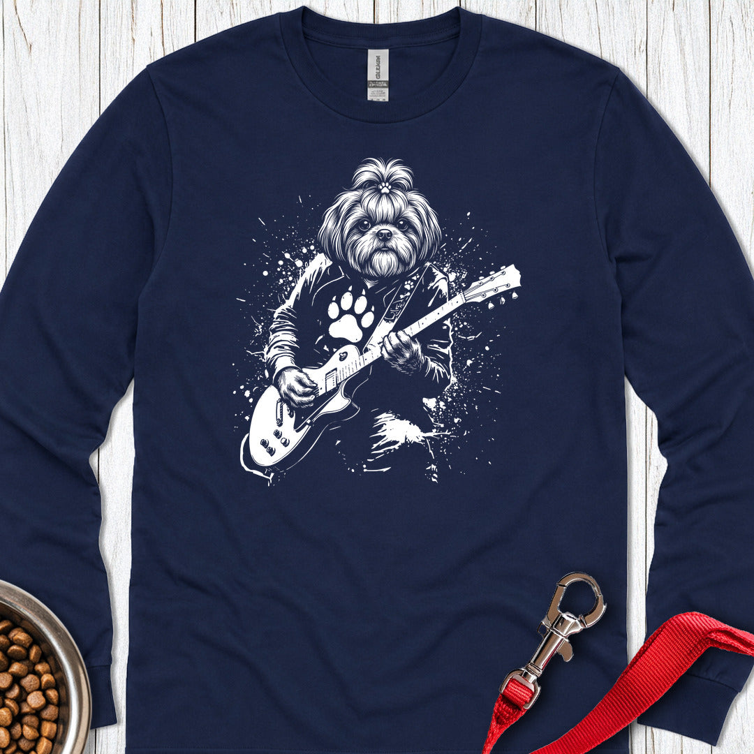 Shih Tzu Guitar Long Sleeve — Navy