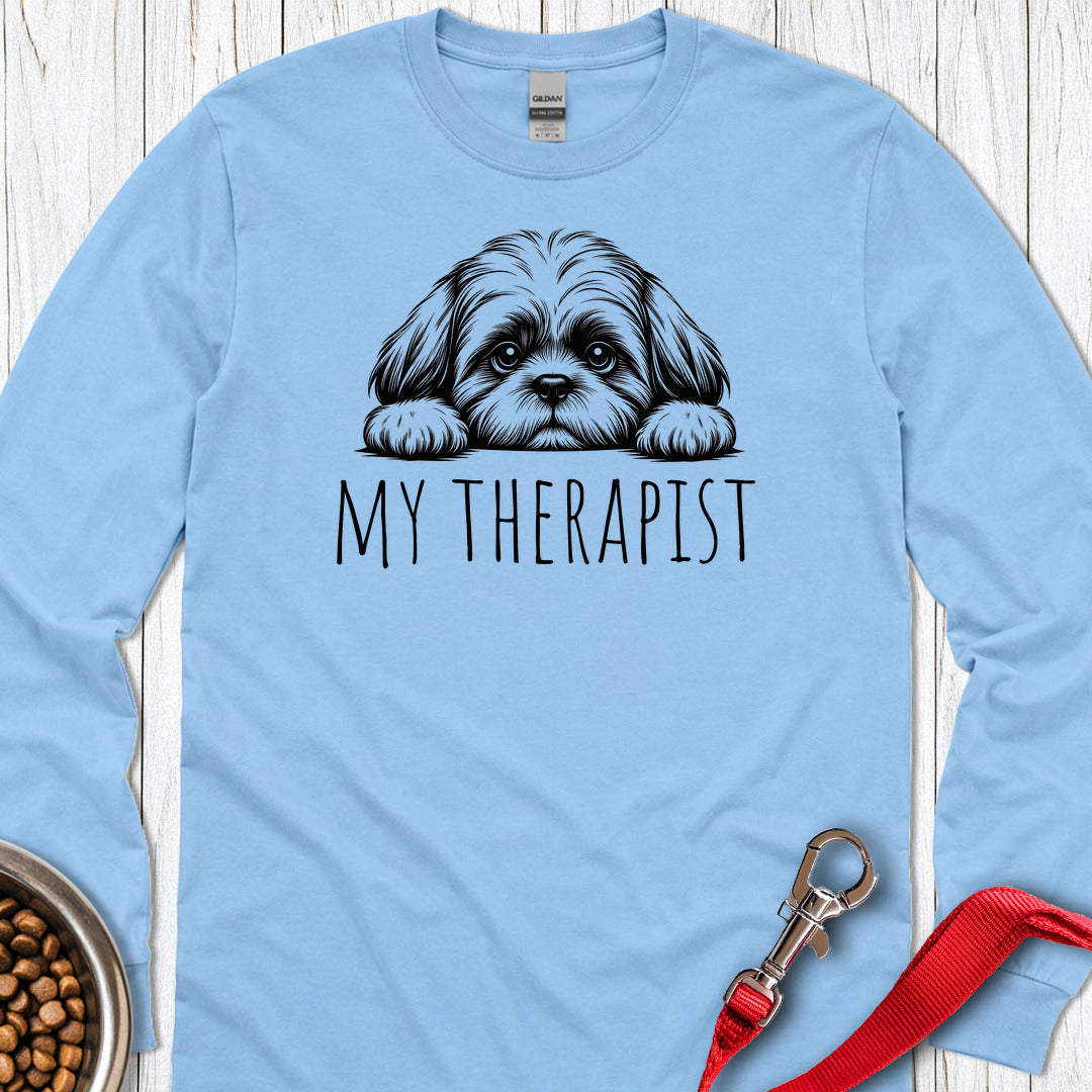Shih Tzu My Therapist Long Sleeve — Carolina Blue
