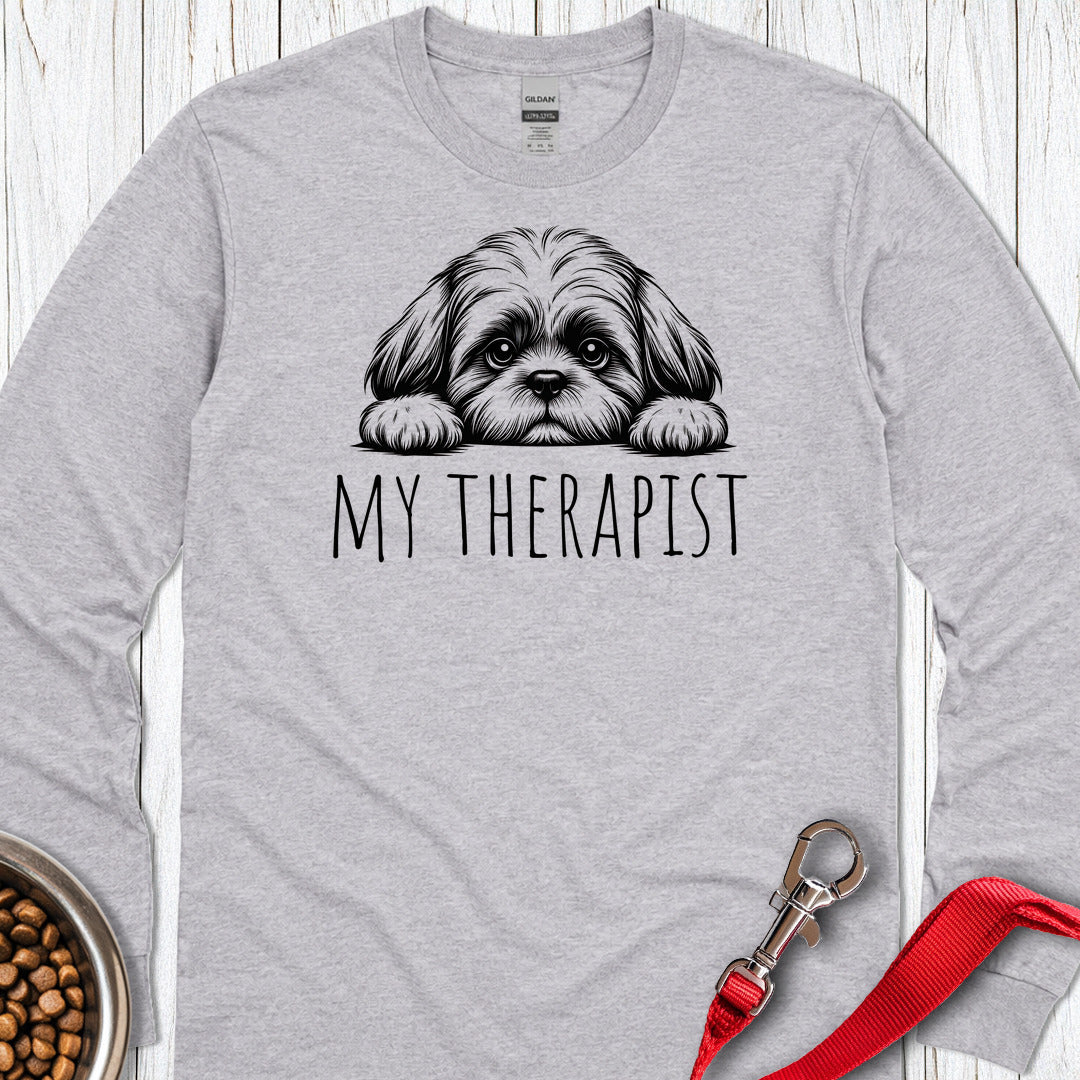 Shih Tzu My Therapist Long Sleeve — Sport Grey