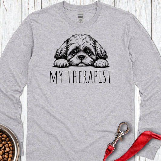 Shih Tzu My Therapist Long Sleeve Sport Grey