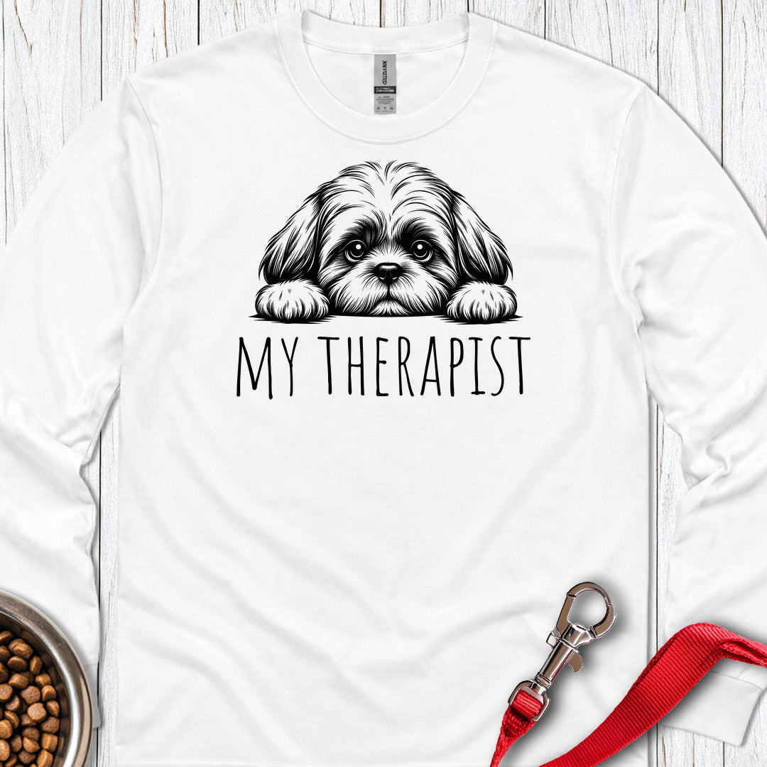 Shih Tzu My Therapist Long Sleeve — White
