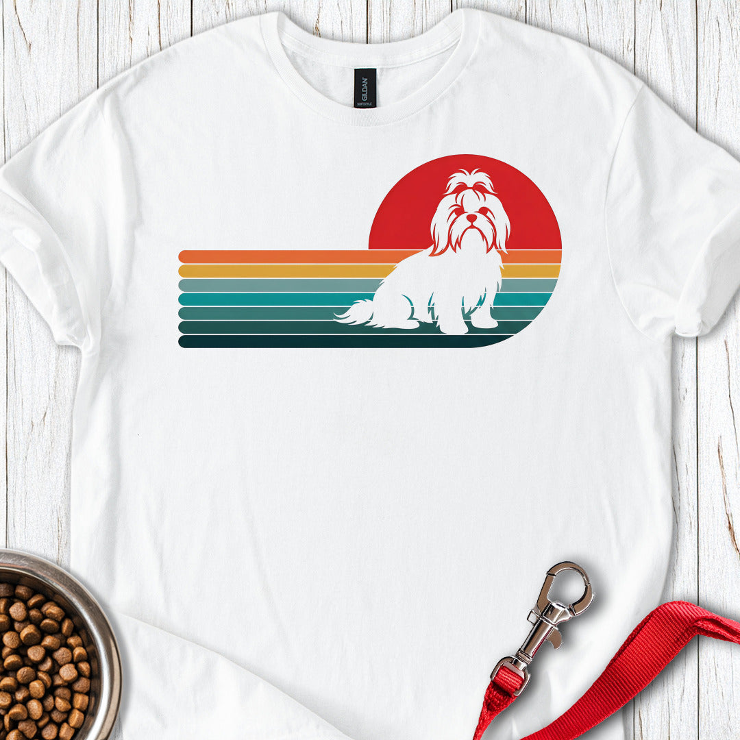 Shih Tzu Retro Sunset — White