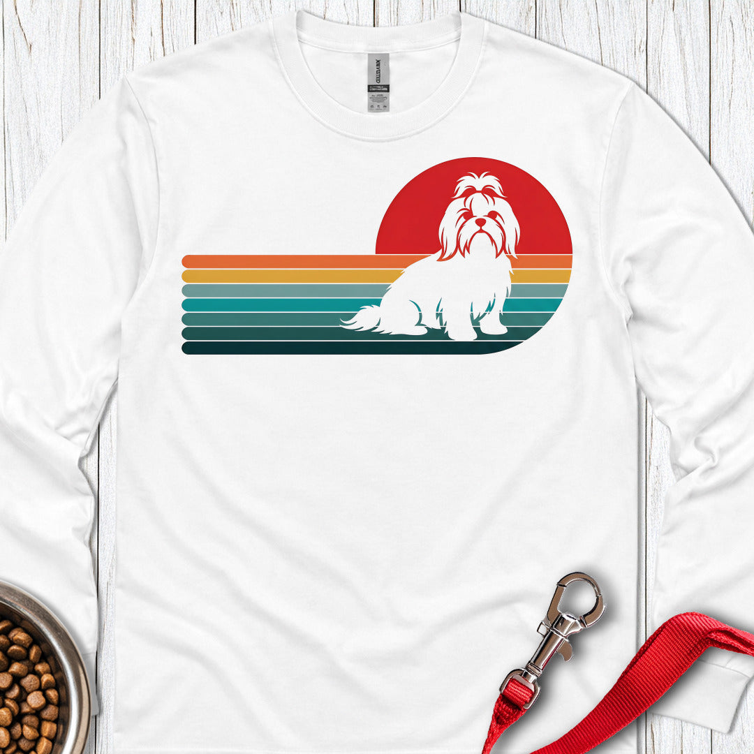 Shih Tzu Retro Sunset Long Sleeve — White