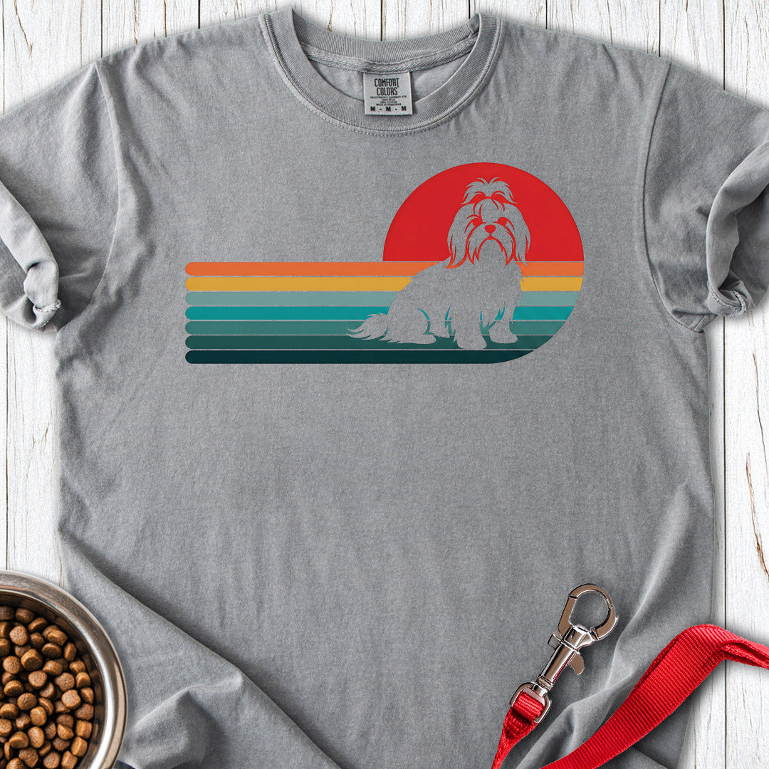 Shih Tzu Retro Sunset Premium Tee — Grey