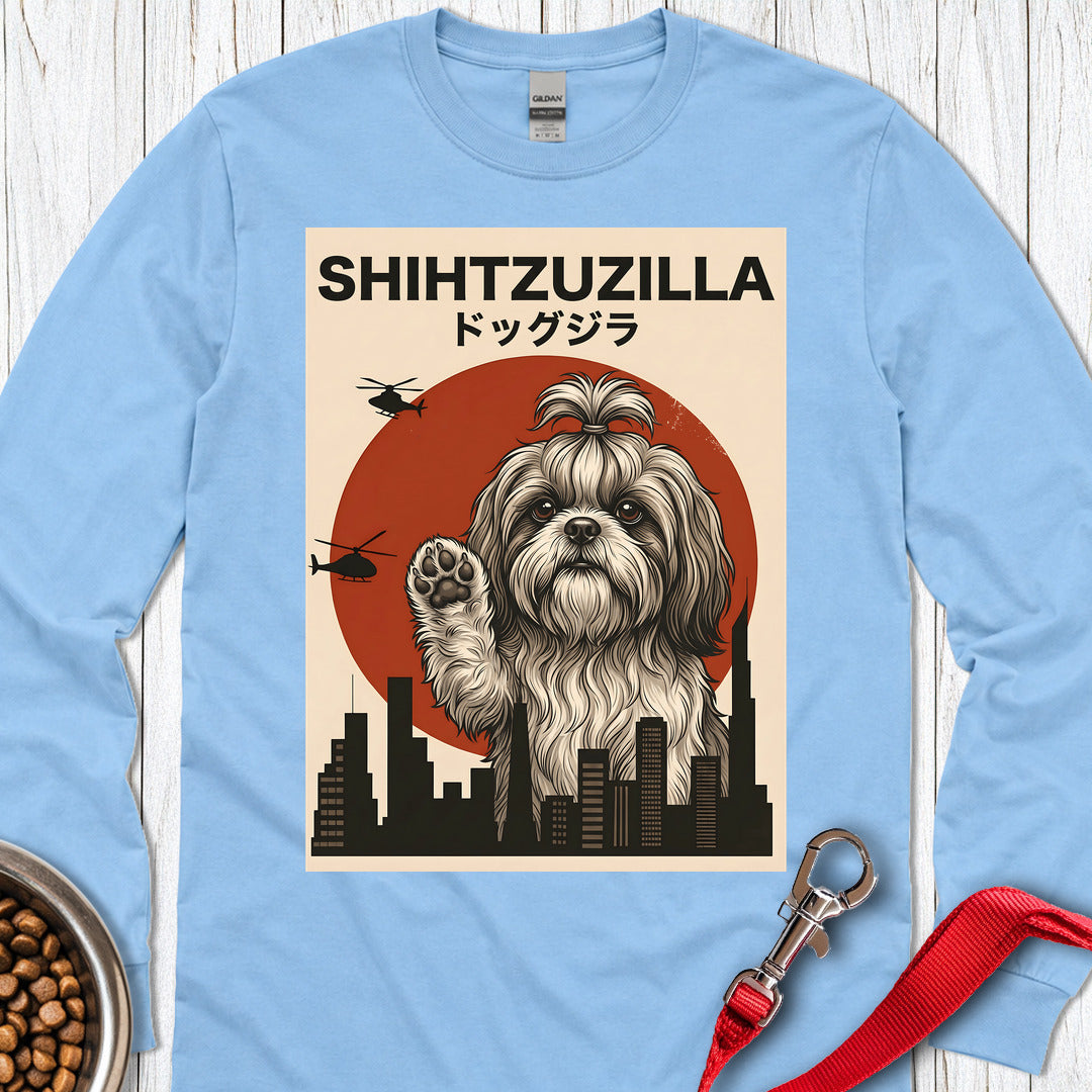 Shih Tzu Shihtzuzilla Long Sleeve — Carolina Blue