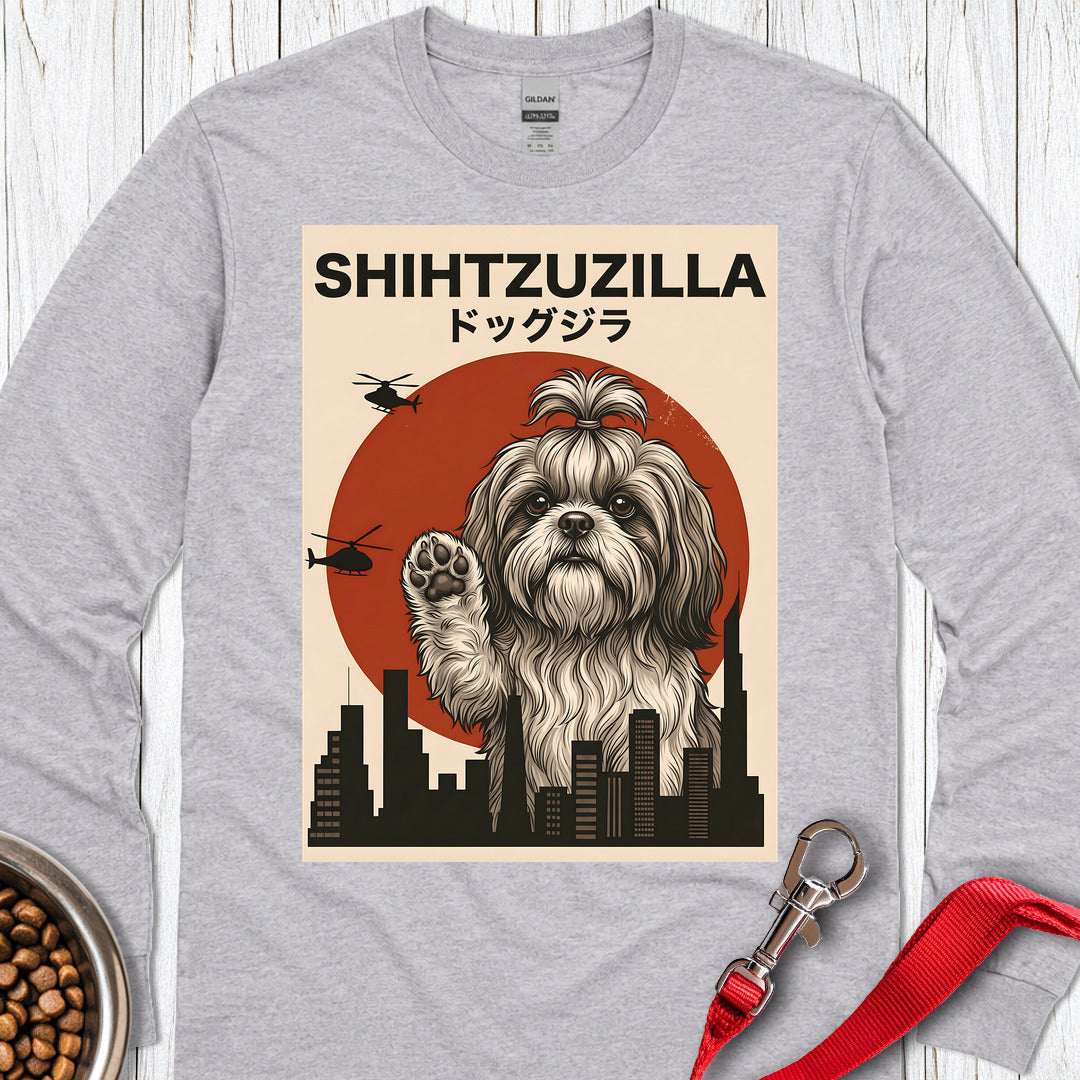 Shih Tzu Shihtzuzilla Long Sleeve — Sport Grey