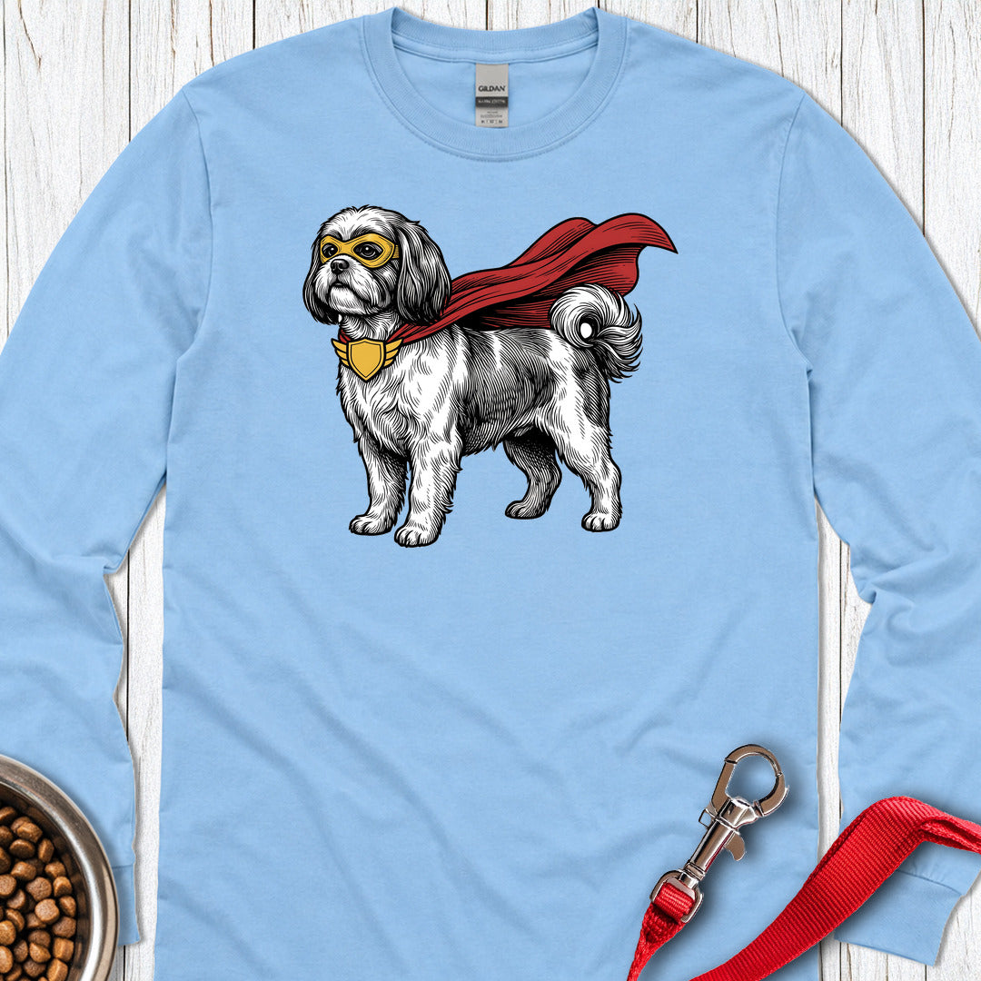 Shih Tzu Superhero Long Sleeve — Carolina Blue