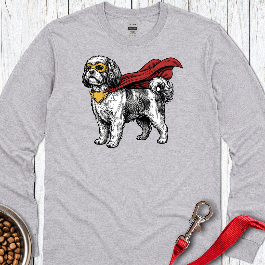 Shih Tzu Superhero Long Sleeve — Sport Grey