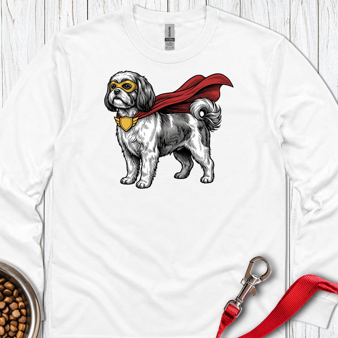 Shih Tzu Superhero Long Sleeve — White
