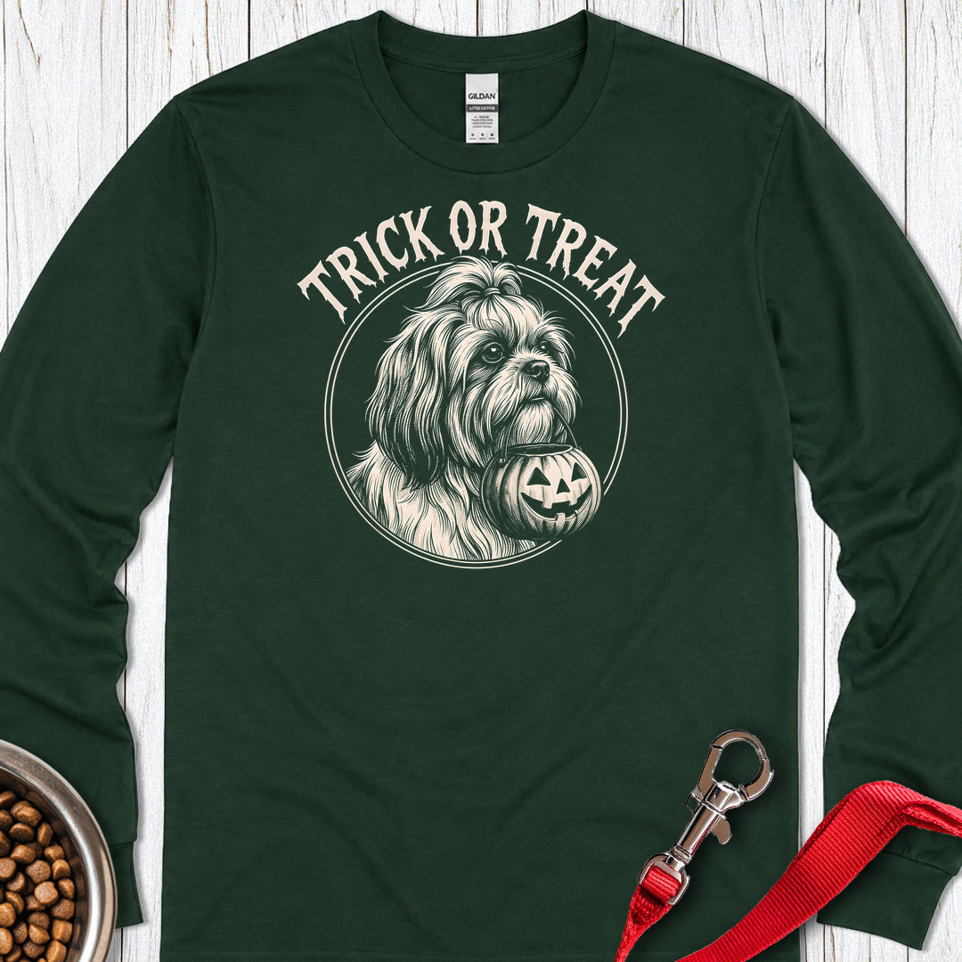 Shih Tzu Trick Or Treat Long Sleeve — Forest Green