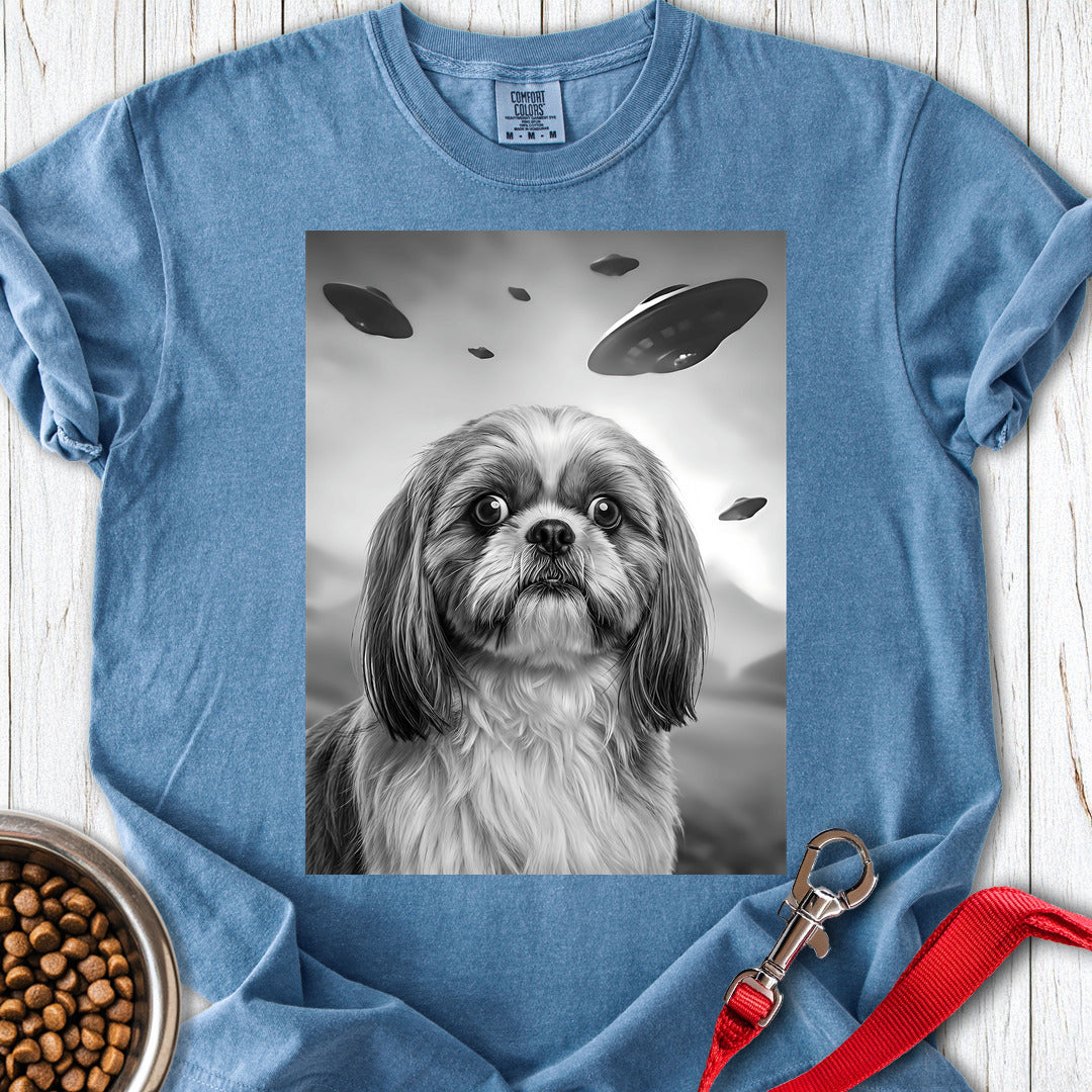 Shih Tzu UFO Premium Tee — Blue Jean