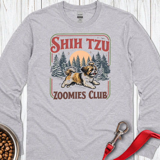 Shih Tzu Zoomies Club Long Sleeve Sport Grey