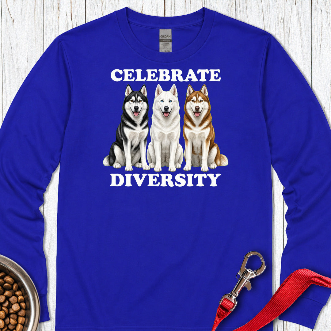 Siberian Huskies Celebrate Diversity Long Sleeve — Royal