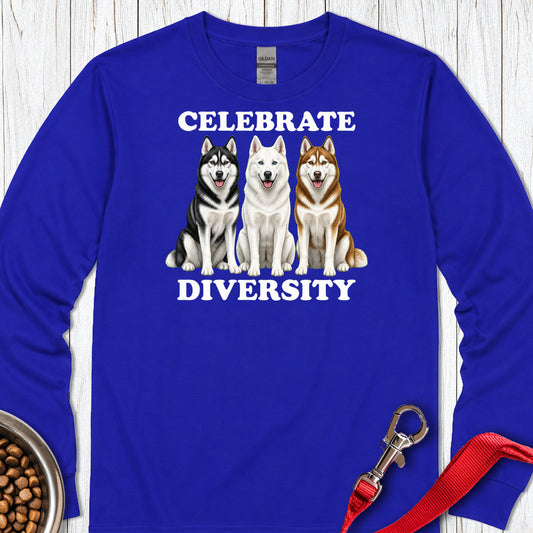 Siberian Huskies Celebrate Diversity Long Sleeve — Royal
