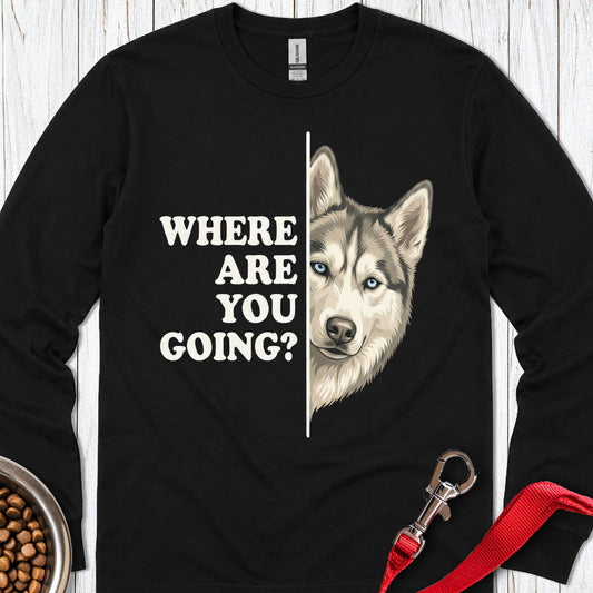 Siberian Husky Alert Long Sleeve — Black
