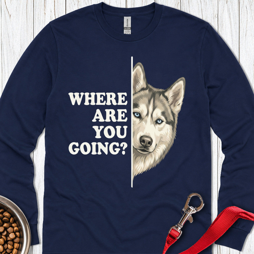 Siberian Husky Alert Long Sleeve — Navy