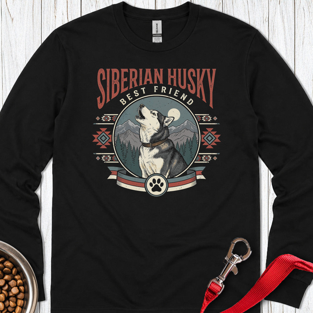 Siberian Husky Best Friend Long Sleeve — Black