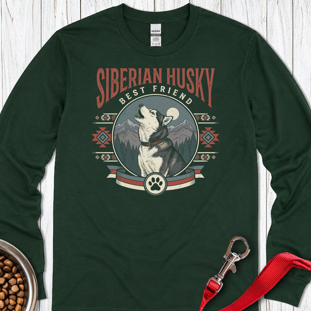 Siberian Husky Best Friend Long Sleeve — Forest Green