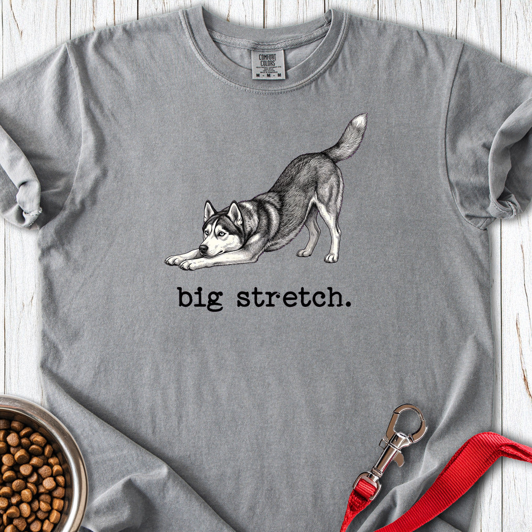 Siberian Husky Big Stretch Premium Tee — Grey