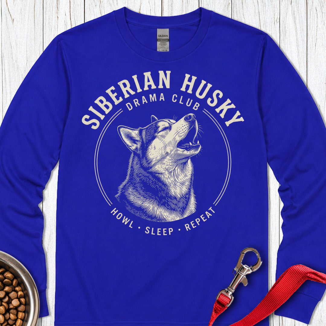 Siberian Husky Drama Club Long Sleeve — Royal