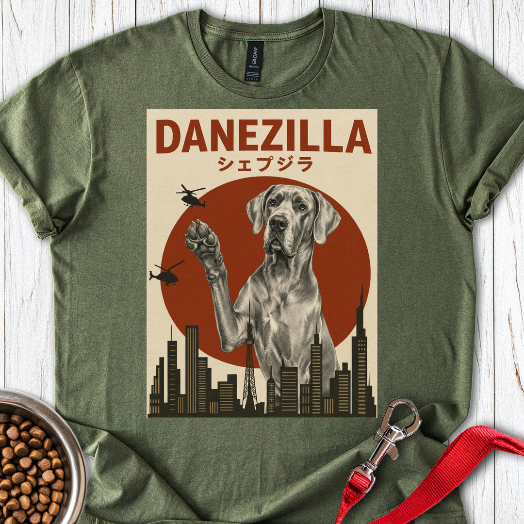 Silver Great Dane Danezilla Military Green