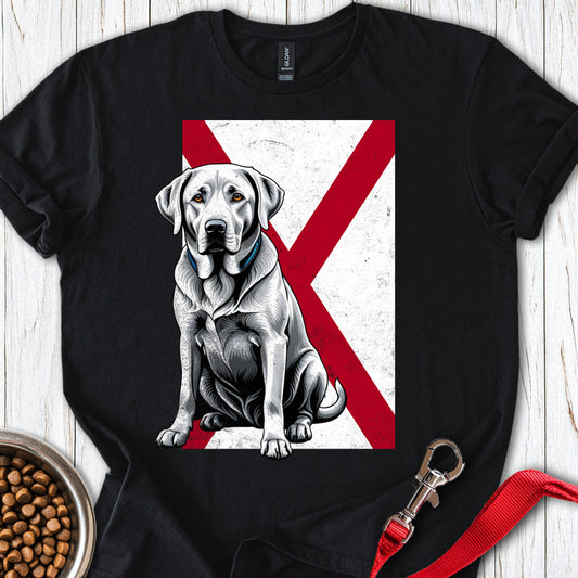 Silver Labrador Alabama Flag Black