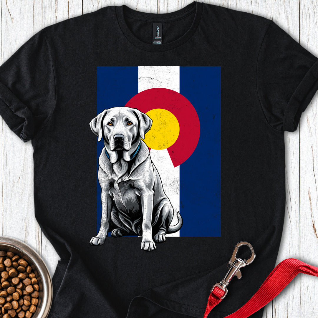 Silver Labrador Colorado Flag Black