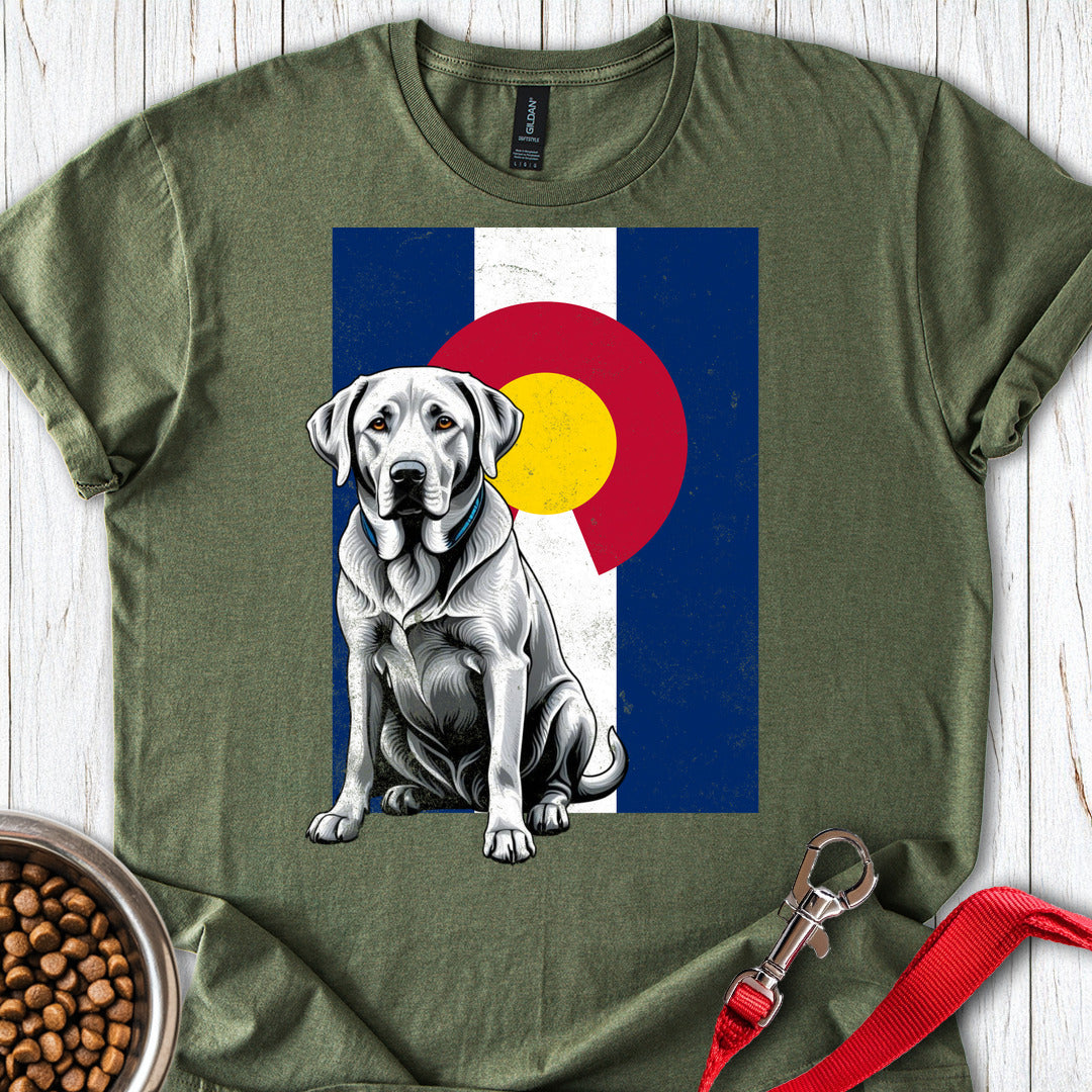 Silver Labrador Colorado Flag Military Green