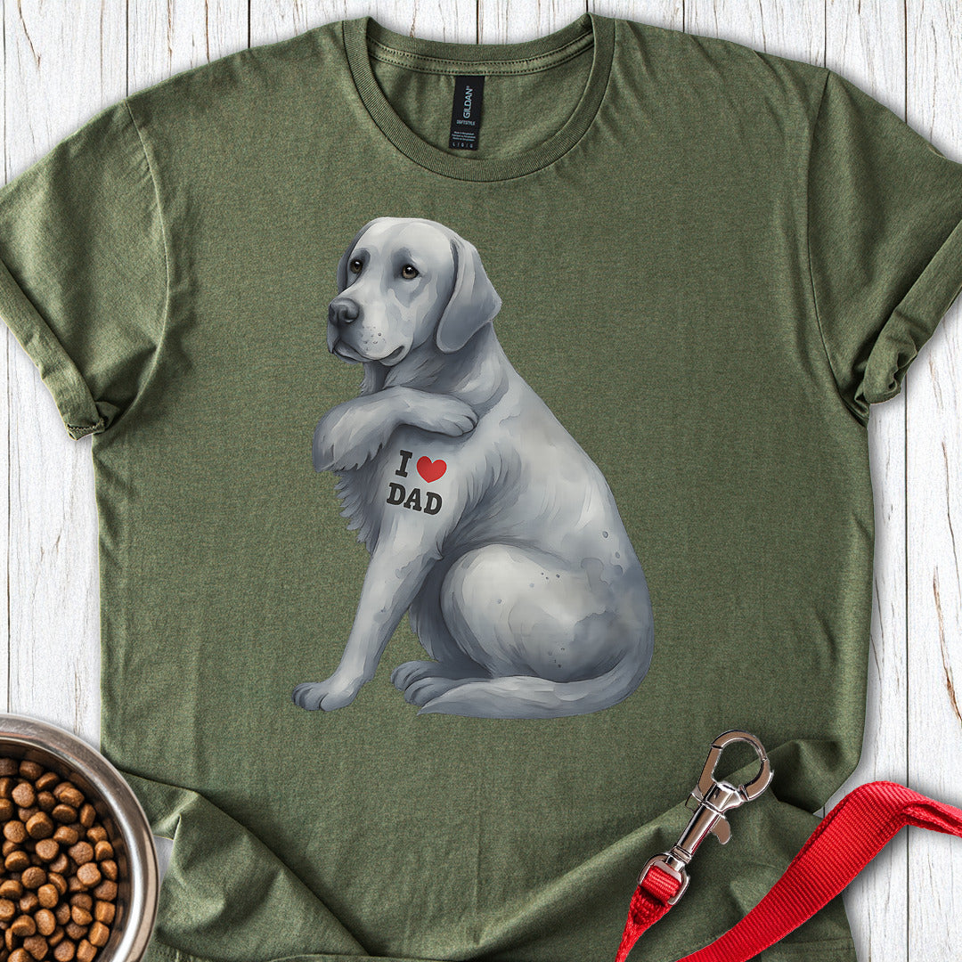 Silver Labrador I Love Dad Military Green