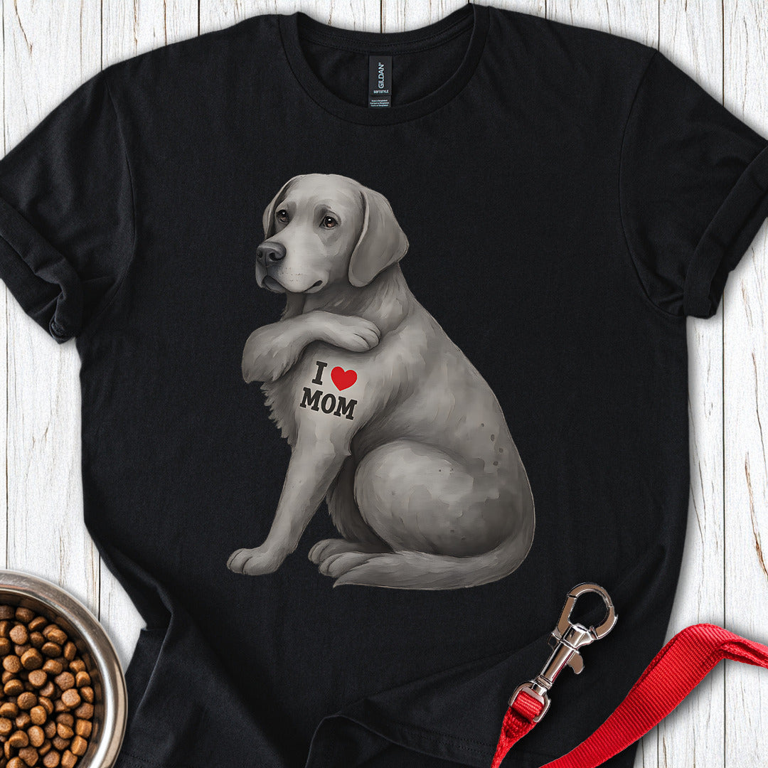 Silver Labrador I Love Mom Black