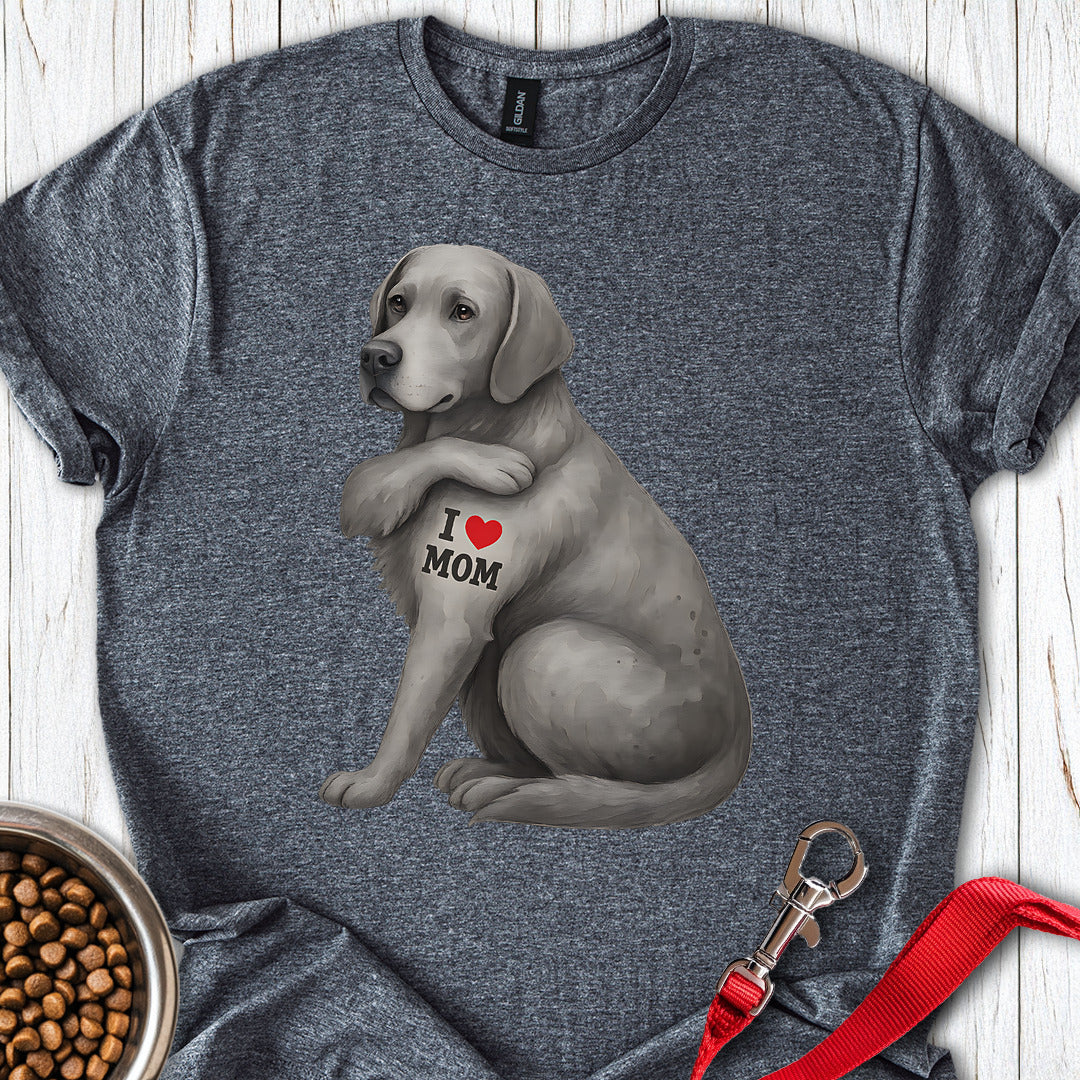 Silver Labrador I Love Mom Dark Heather