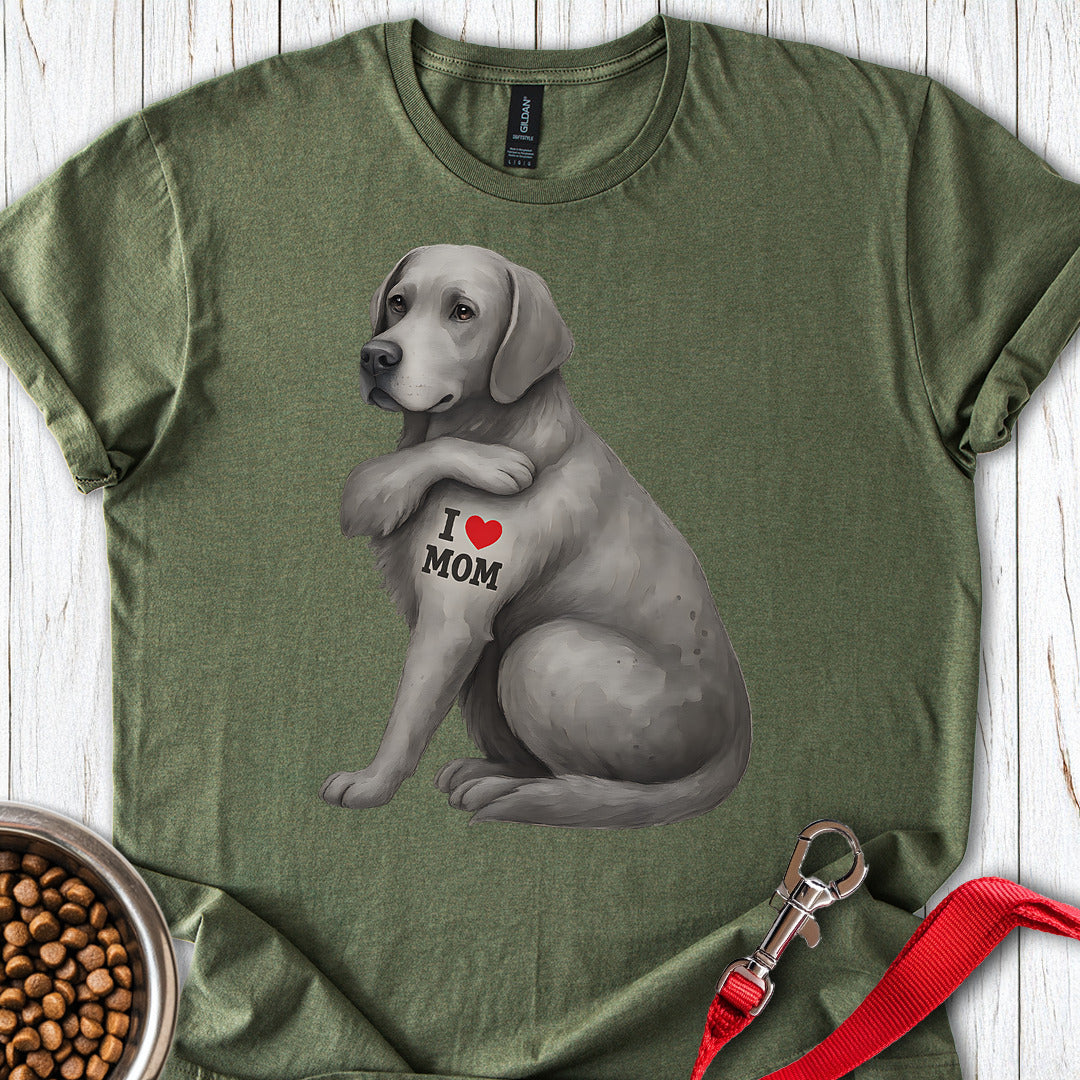 Silver Labrador I Love Mom Military Green