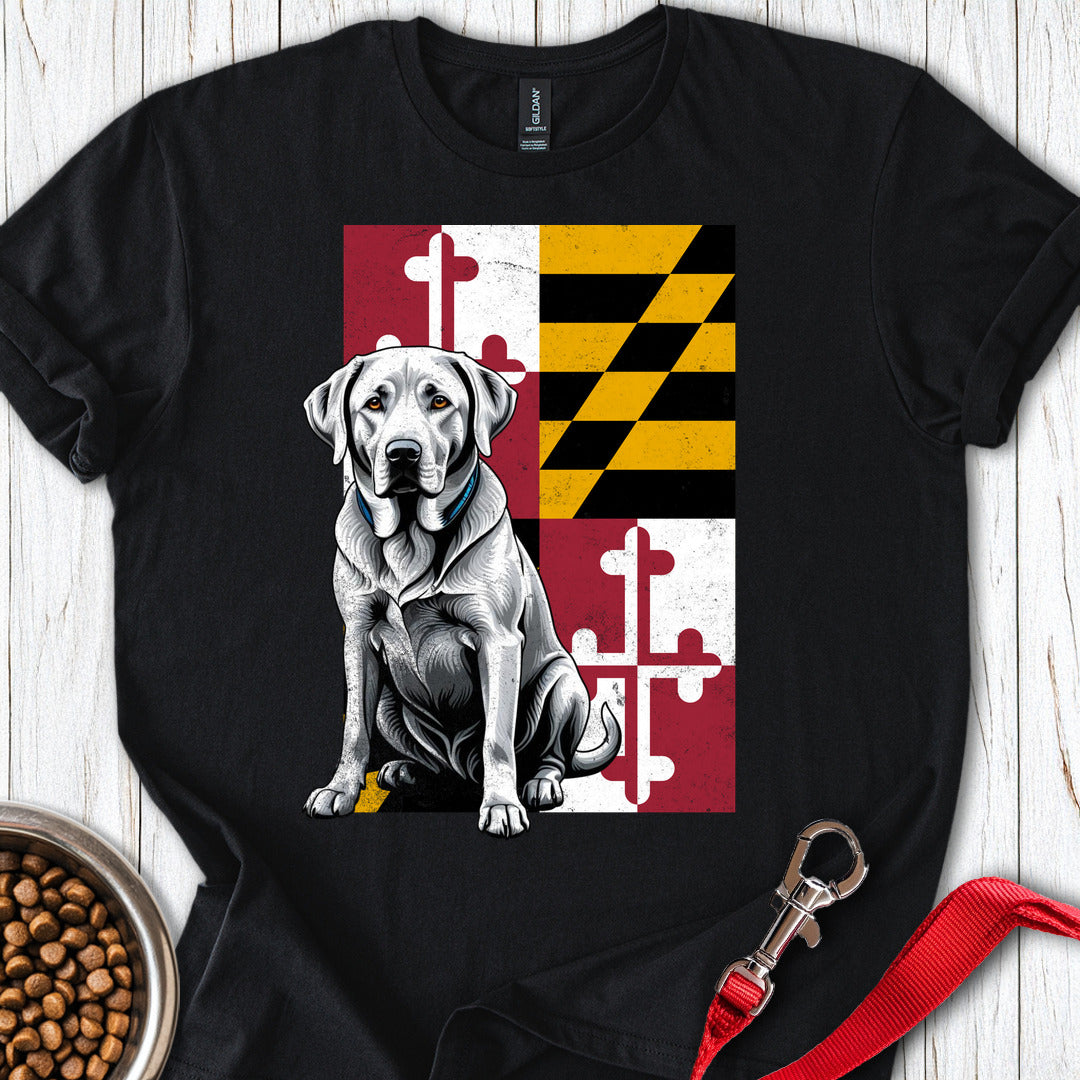 Silver Labrador Maryland Flag Black
