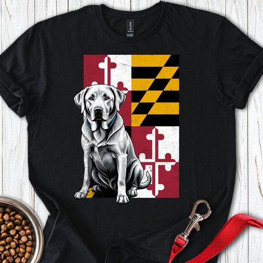 Silver Labrador Maryland Flag Black