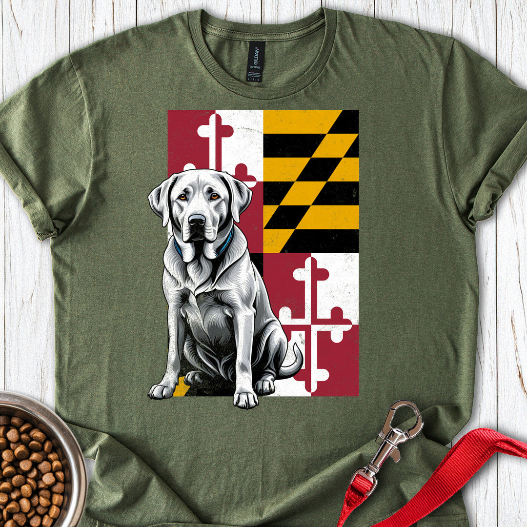 Silver Labrador Maryland Flag Military Green