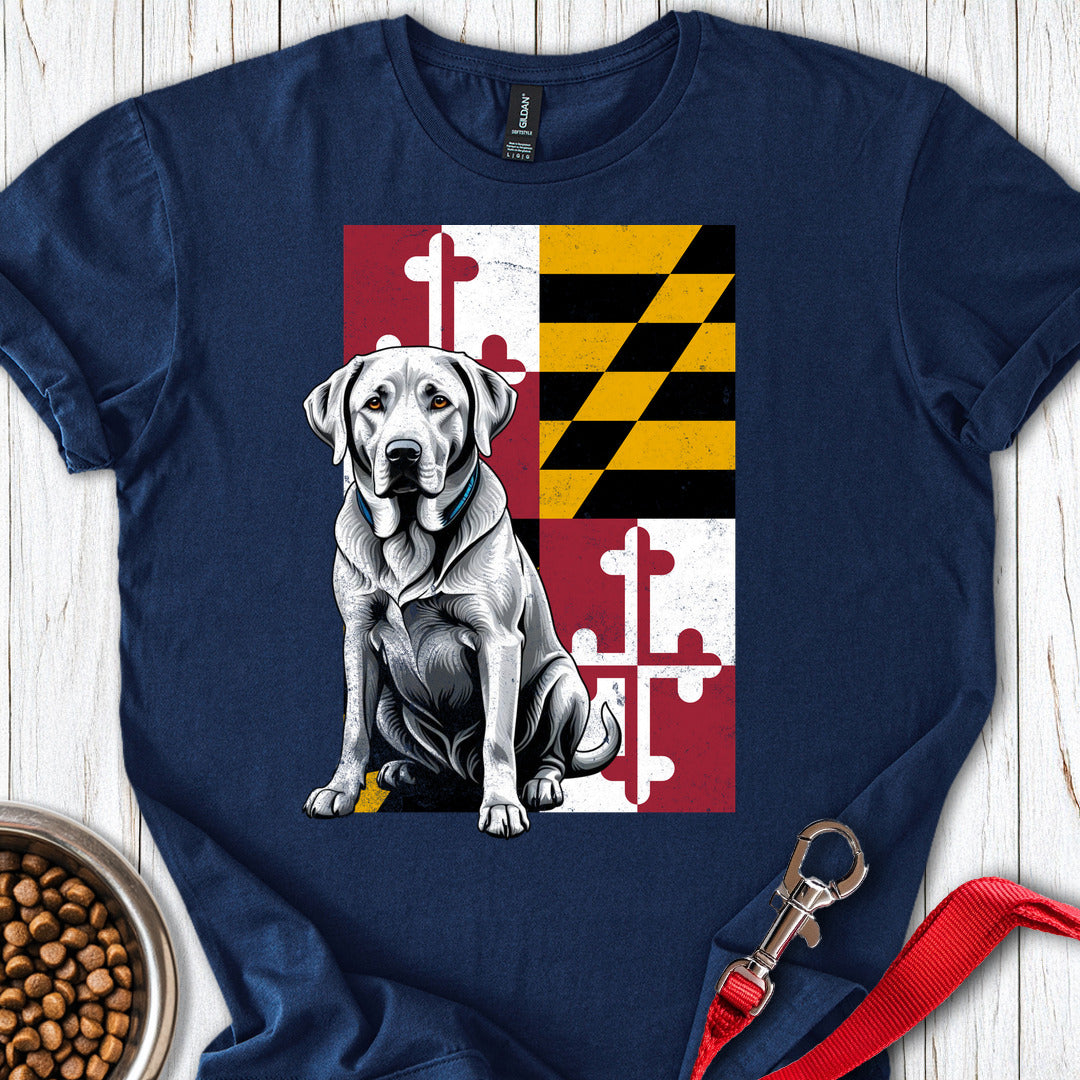 Silver Labrador Maryland Flag Navy