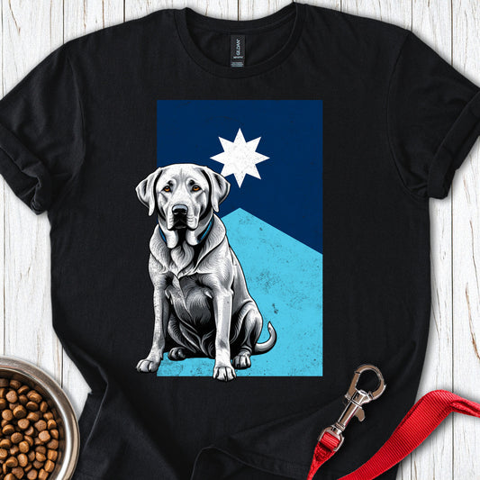 Silver Labrador Minnesota Flag Black