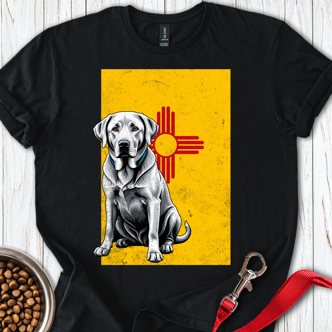 Silver Labrador New Mexico Flag Black
