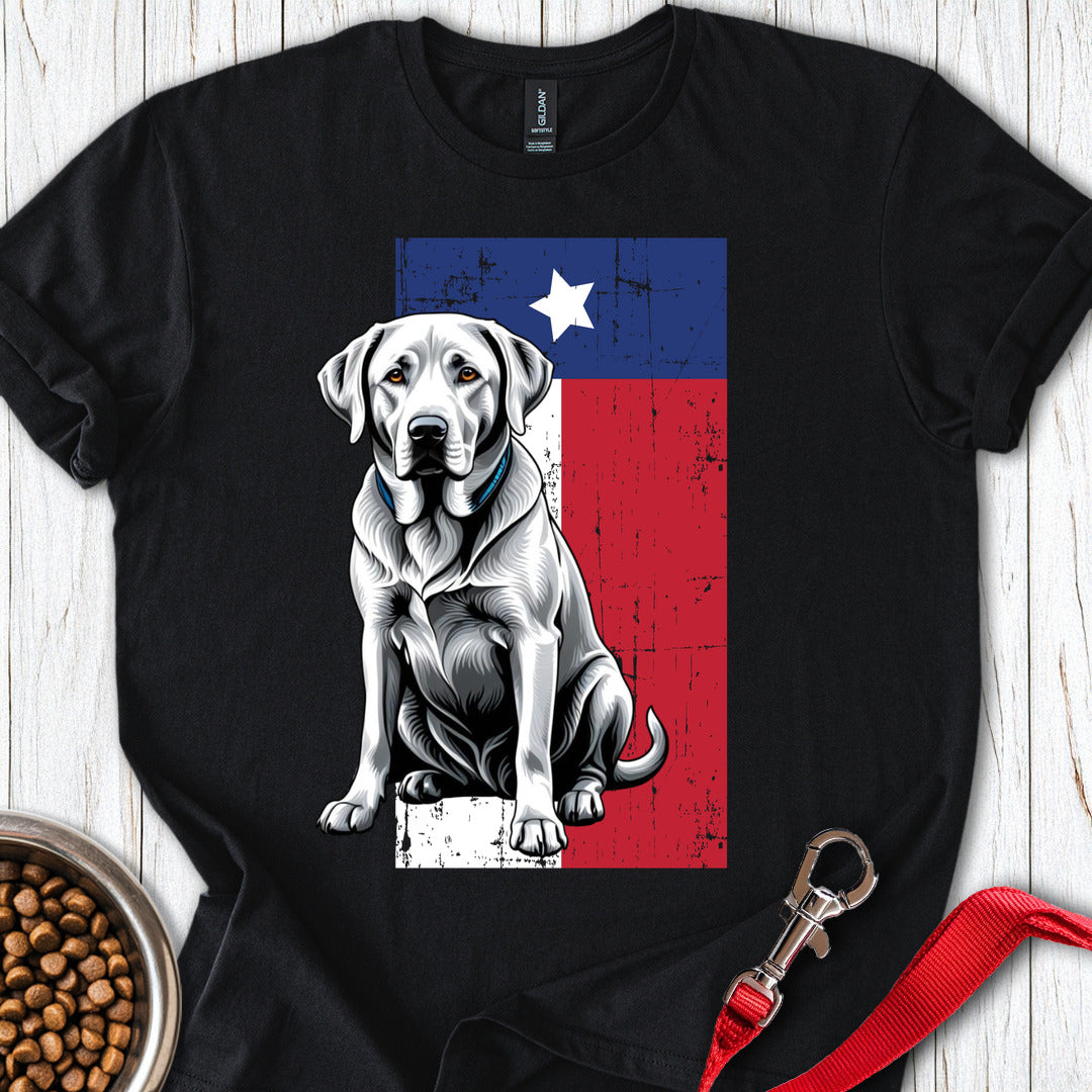 Silver Labrador Texas Flag Black