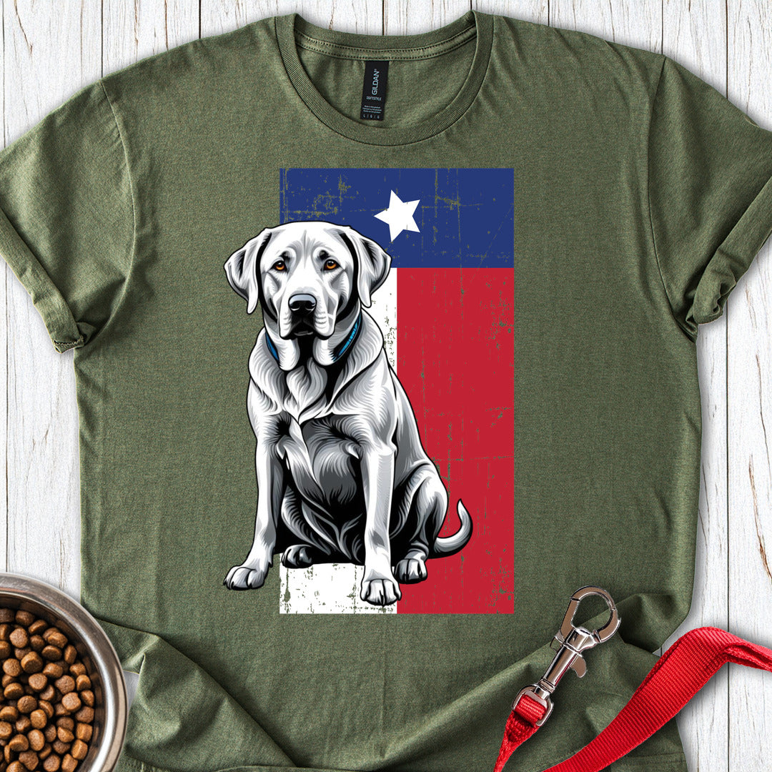 Silver Labrador Texas Flag Military Green