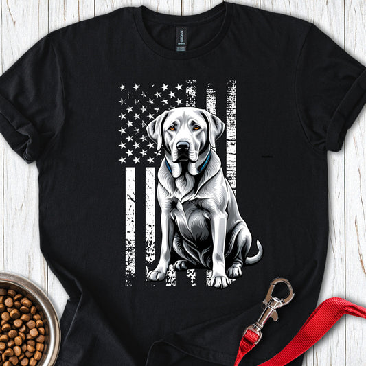 Silver Labrador USA Flag Black