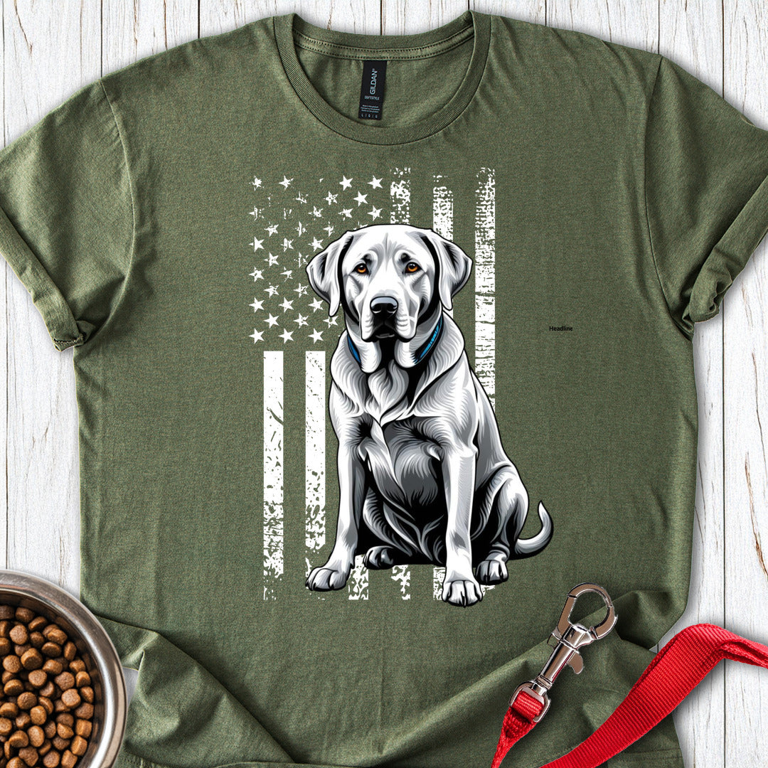 Silver Labrador USA Flag Military Green