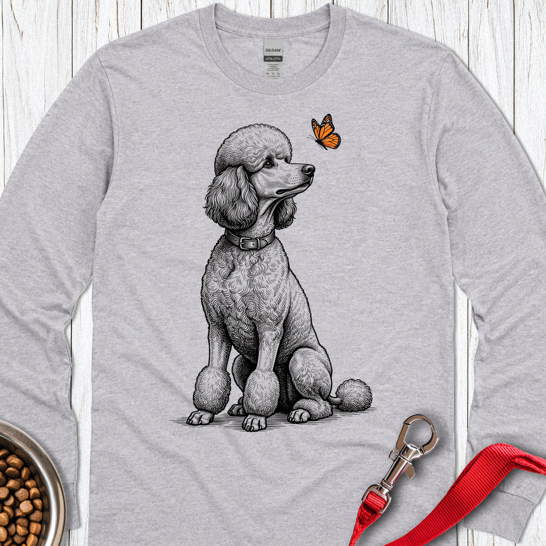 Standard Poodle Butterfly Long Sleeve Sport Grey