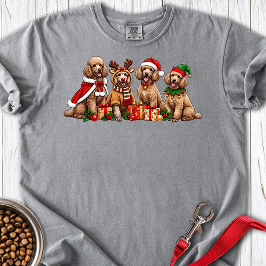 Standard Poodle Christmas Group Premium Tee — Grey