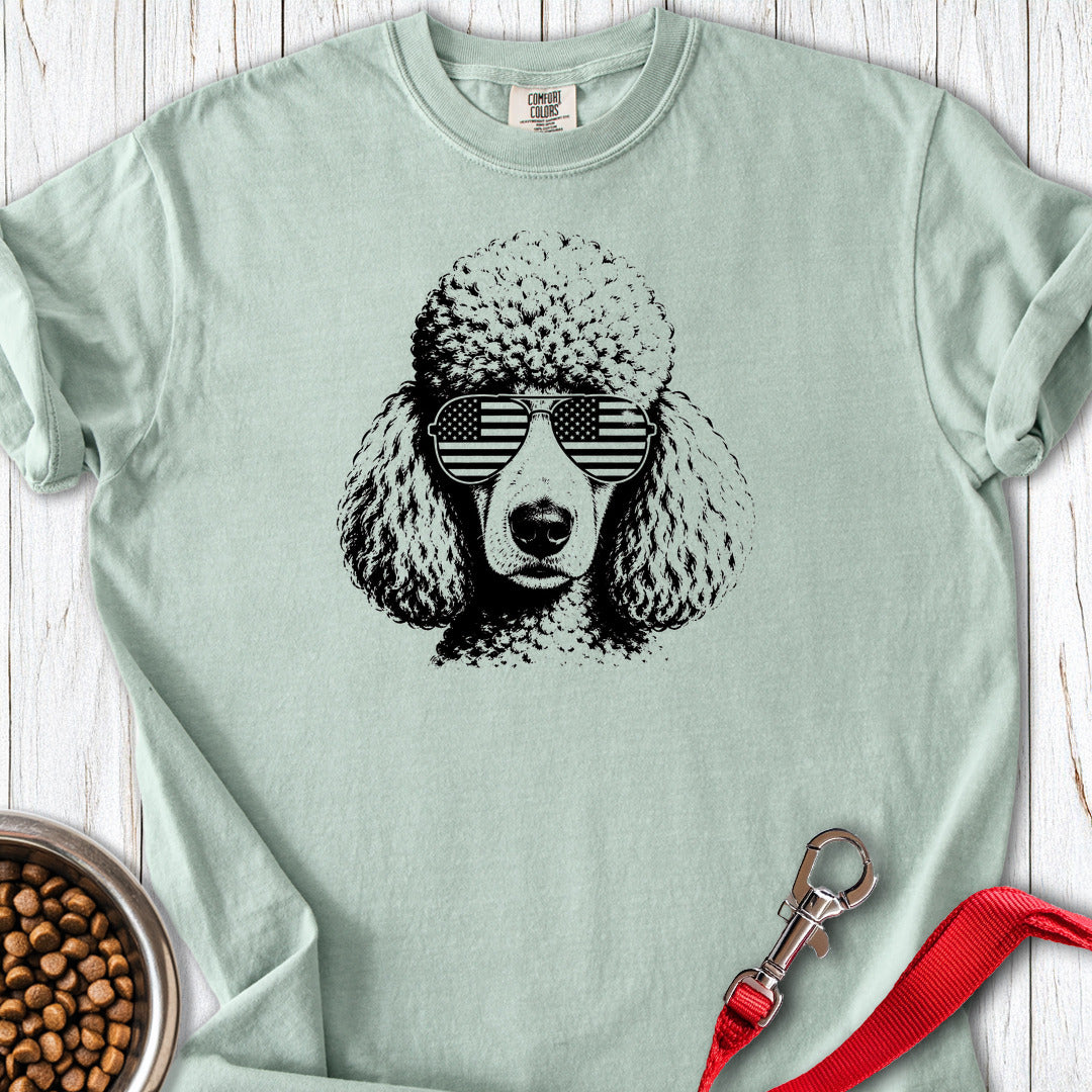 Standard Poodle Flag Shades Premium Tee — Bay