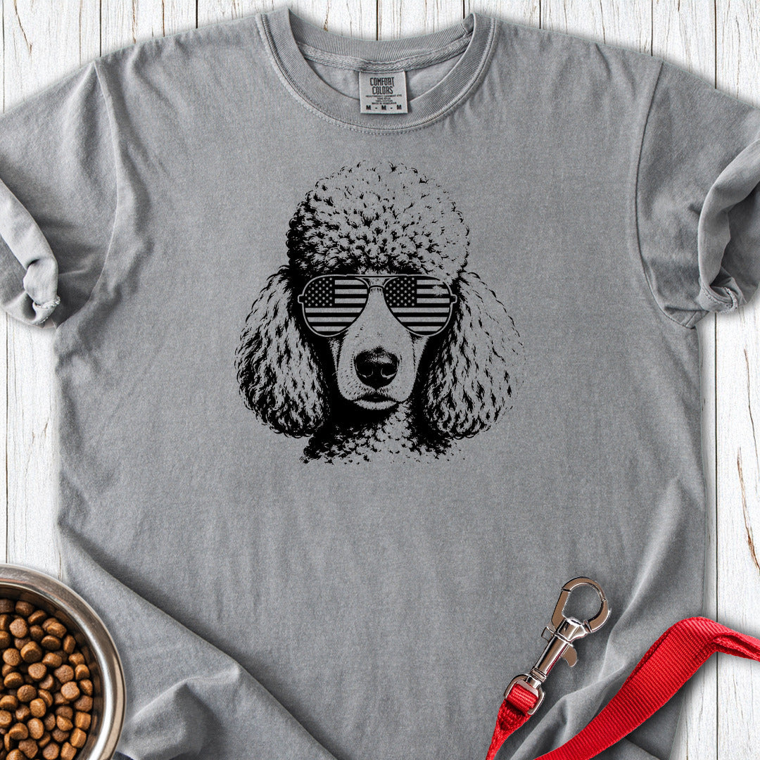 Standard Poodle Flag Shades Premium Tee — Grey