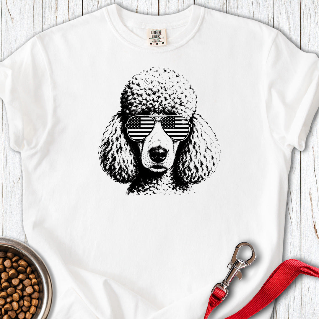 Standard Poodle Flag Shades Premium Tee — White