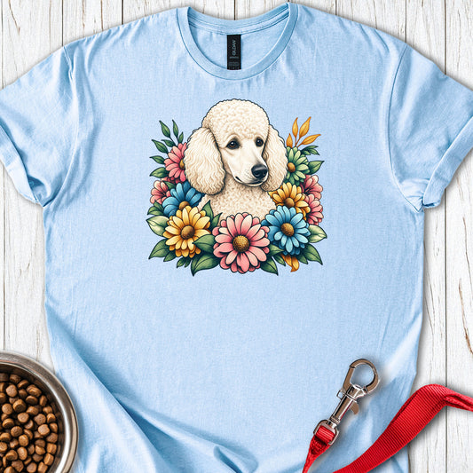 Standard Poodle Flower Wreath — Light Blue