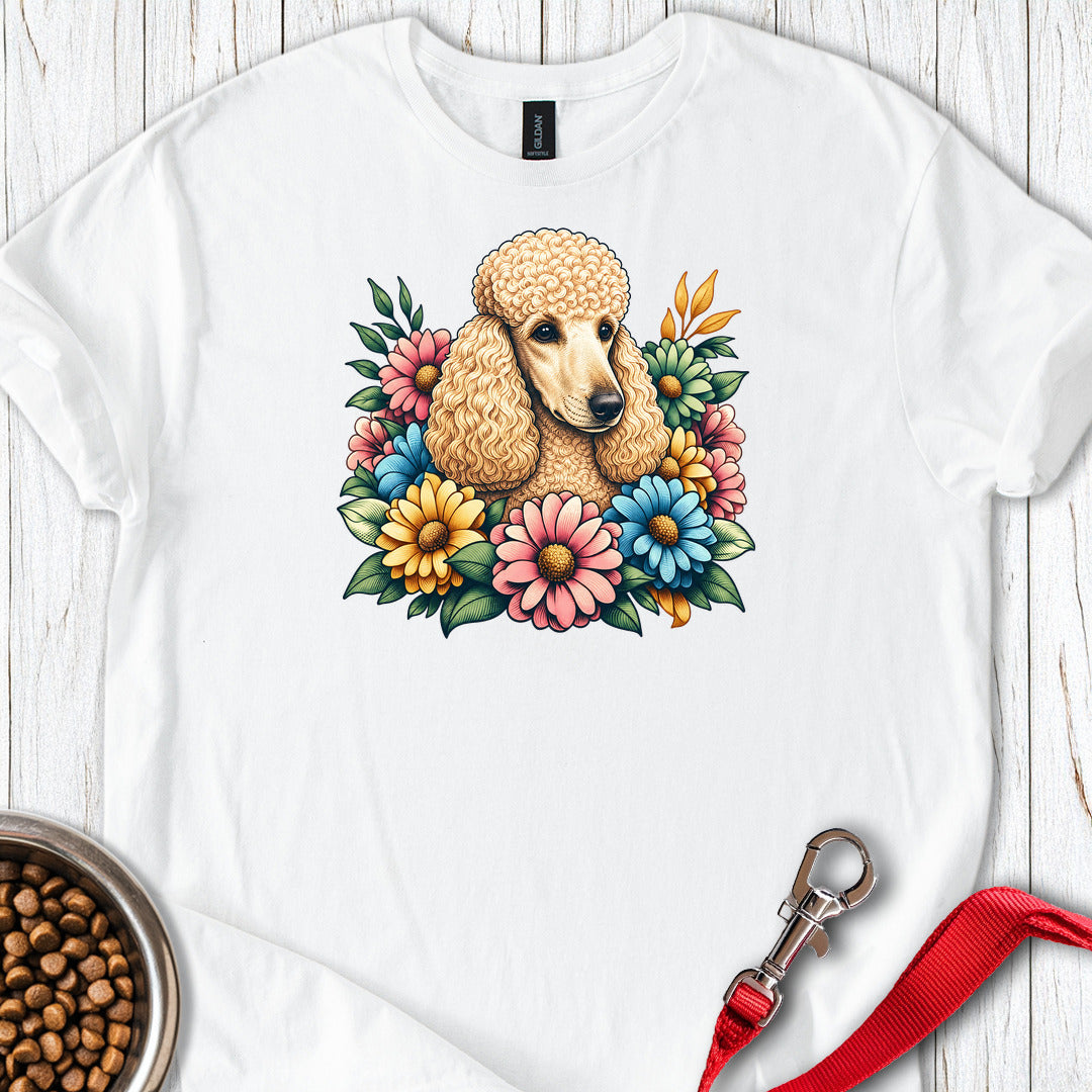 Standard Poodle Flower Wreath Apricot — White