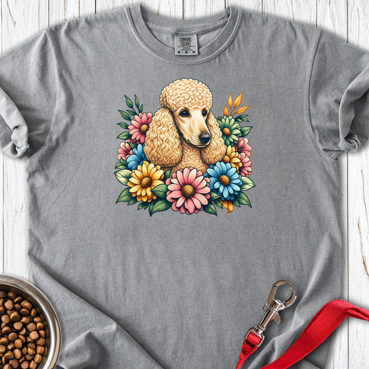 Standard Poodle Flower Wreath Apricot Premium Tee — Grey
